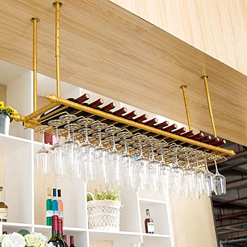 Gobelets de verres à pied de support de vin d'or pour ranger le bar - 4