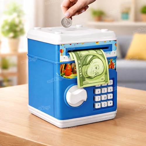 Image of Zest 4 Toyz Money Piggy Bank Toy for Kids Gullak Money Safe with Number Password Money Saving Mini ATM Toy with Lights and Sound Money Bank for Kids - Multicolor