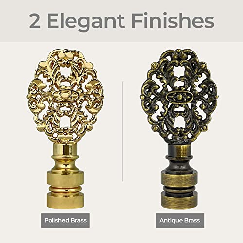 Image of Royal Designs, Inc. Oval Filigree Finial for Lamp Shade, Polished Brass - Pack of 2