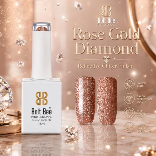 Image of BOLT BEE 15ML Gel Nail Polish 1Pc Clear Pink Glitter Nail Polish Soak Off UV LED Nail Gel Polish Nail Art Starter Manicure Salon DIY at Home, 0.5 OZ (1) (95)