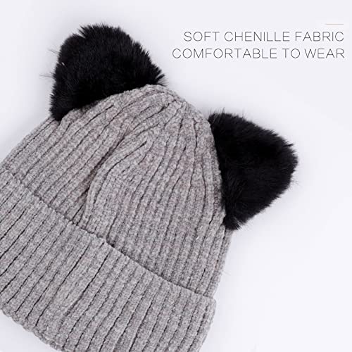 Kids Girls Sequin Cat Ear Hat Winter Warm Knit Beanie Cute Ski Skull Cap For Ages 7-12 #TOP4