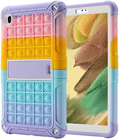 XZC Case for Samsung Galaxy Tab A7 Lite 8.7 Inch 2021 (SM-T220/T225/T227) Heavy Duty Shockproof Push Pop Cover with Kickstand and Shoulder Strap (Rainbow)