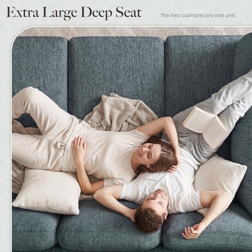 Image of Belffin Modular Cloud Sleeper Sofa Bed with Deep Seat Cloud Sectional Couches for Living Room. Blue Grey Couch