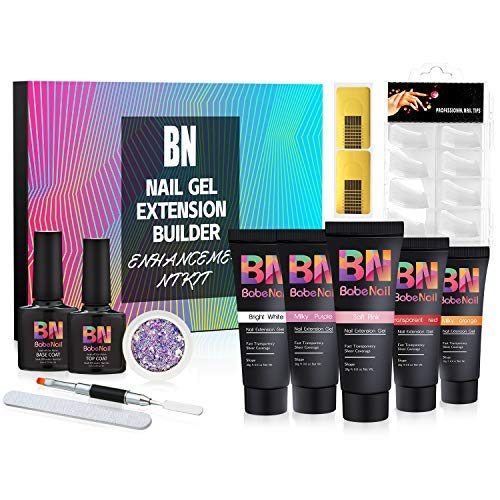 BabeNail Poly Nail Gel Kit 20ml, Enhancement Builder Temperature Color Changing Acrylic Extension Trial Set Professional Nail Technician All in One for Starter(5PC)