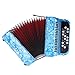 22 Key 8 Bass Accordion Professional Accordion Musical Instrument with 2 Straps for Accordionists Performance (Sky Blue)