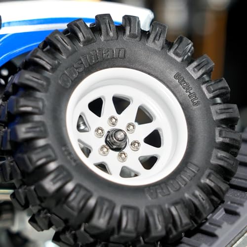 INJORA -4.05mm Offset Stamped Steel 1.3" Beadlock Wheels for 1/24 1/18 RC Crawlers Upgrade(White)