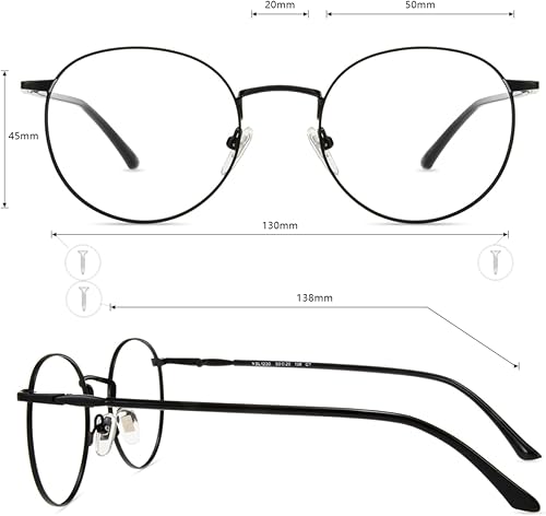 Miniatura 4 de Firmoo - Anteojos con bloqueo de luz azul para lectura de computadora, marco redondo retro metálico para mujeres y hombres