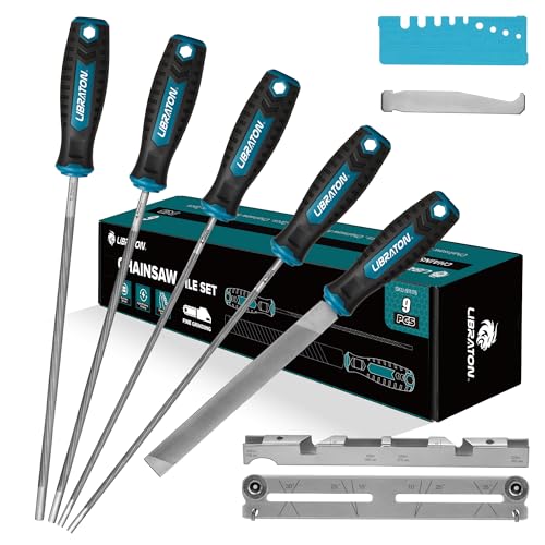 LIBRATON Chainsaw File Set, 5/32', 3/16', 7/32'...