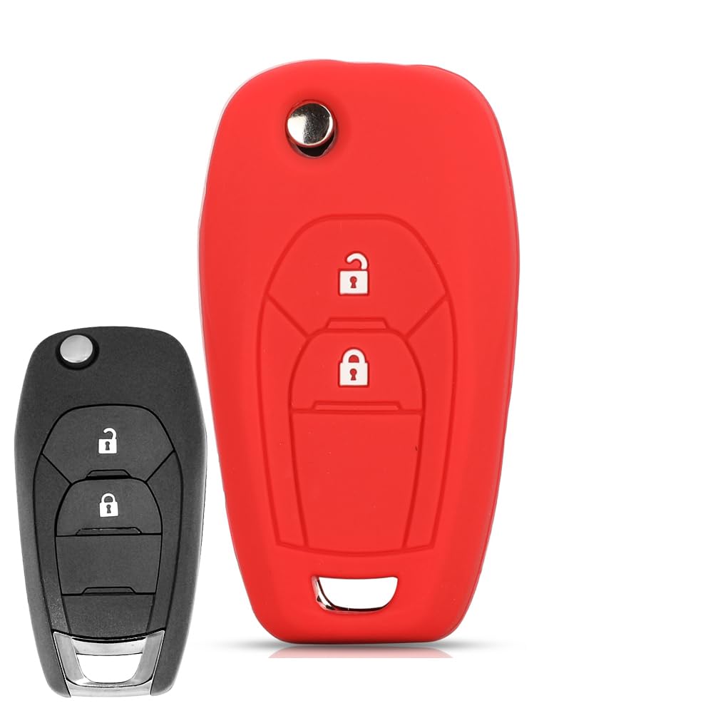 ECOiNVA for Chevrolet Orlando Key Case Silicone Car Key Cover Key Shell Holder (Red)