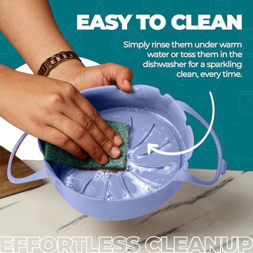 Image of Silicone Air Fryer Liners /Trays /Pots - BPA-Free, Food-Grade Accessories for Air Fryers & Microwave Ovens - Reusable, Eco-Friendly Replacement for Parchment Paper - 1L & 2L Combo (Blue Grey)