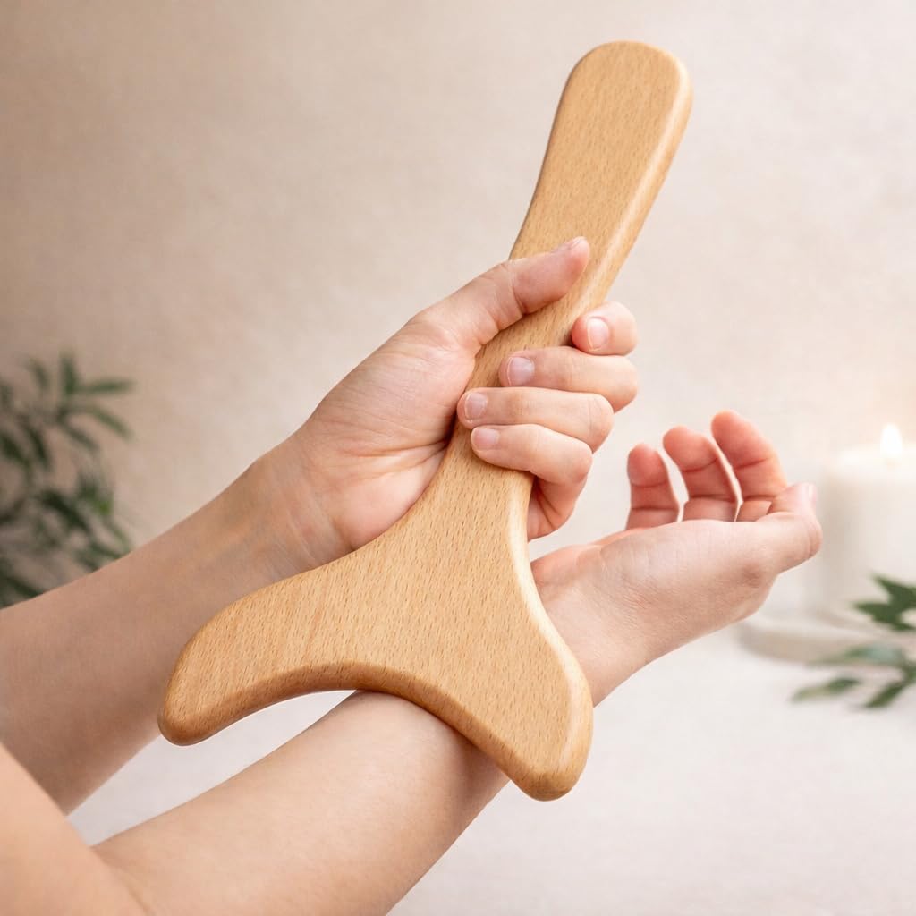 Artist International ™ Wooden Lymphatic Drainage Massage Paddle -Manual Anti-Cellulite Gua Sha Tool, Maderotherapy, Muscle Pain Relief, Soft Tissue Therapy Device, for Neck, Back, Legs and Body Use