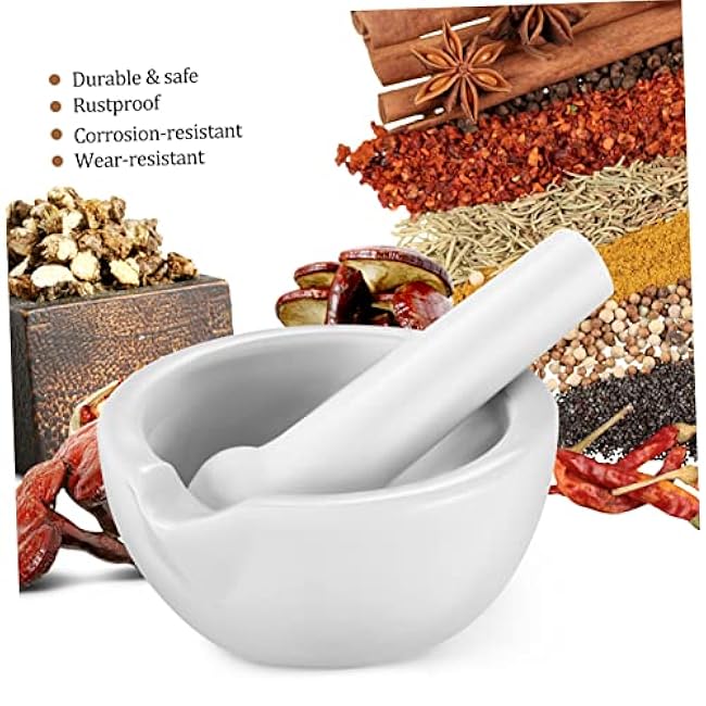 2 Sets Mini Mortar and Pestle Set 80mm Porcelain Grinding Bowls Pestle for Seasonings Manual Grinding Tool for Spice Bowls in Kitchen