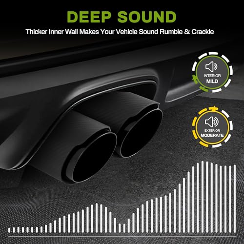AUTOSAVER88 2.5 Inch Inlet Matte Carbon Fiber Dual Exhaust Tip, 2.5\" Inlet 4\" Outlet 9.8\" Overall Length Carbon Fiber Stainless Steel Exhaust Tips Y Pipe Tailpipe - Thumbnail 6