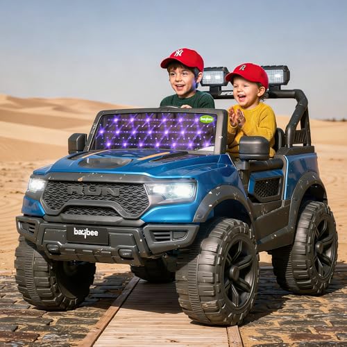 Image of Baybee 4x4 TurboX Pro Electric Car for Kids with Remote Control | Baby Electric Rideon Cars with Swing Mode, RGB Lights & Music | Rechargeable Battery Operated Jeep for Kids 2+ Years (Metallic Blue)