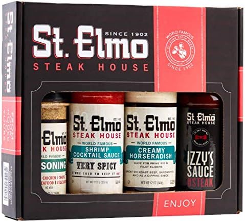 St. Elmo Steak House Gift Box (Steak Sauce, Creamy Horseradish, Cocktail Sauce, Seasoning)