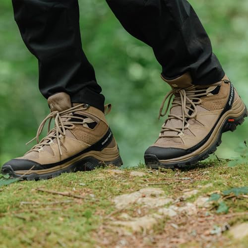 Salomon Salomon Men's QUEST ROVE GORE-TEX Leather Hiking Boots for Men, Kangaroo / Kelp / Black, 11.5