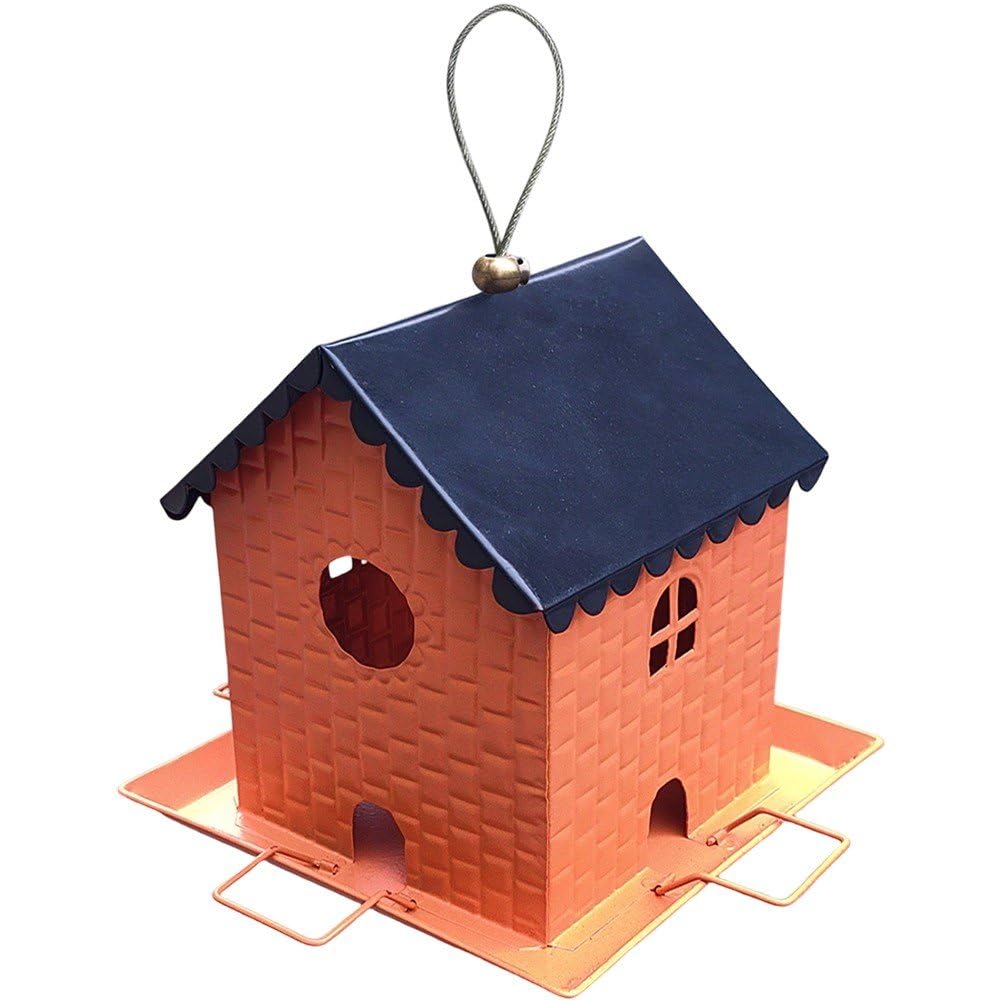 Baokuan Metal Hanging Bird Feeder, Waterproof Outdoor Birdhouse, Decorative Wild Bird Feeder for Garden Yard, Gift for Bird Lovers