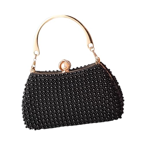 Sac de soirée à bandoulière et pochette de mariage ornée de perles blanches