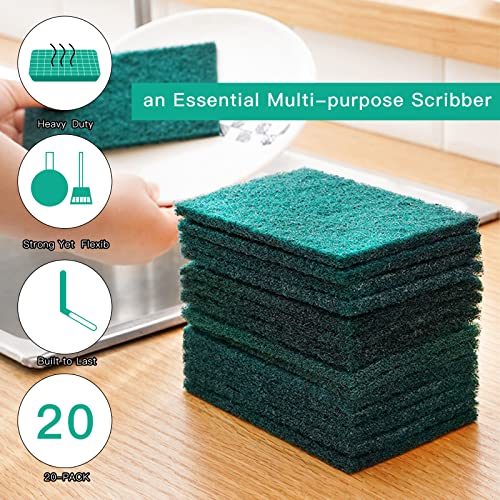 Gueicn Heavy Duty Scour Pads Sponge Dish Scrubber Non-Scratch Green Reusable Household Scrub Pads For Kitchen And Dish Cleaning Tool (12Pcs) #TOP3