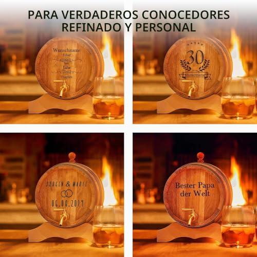 Miniatura 6 de Uakeii - Barril De Madera Personalizado Con Grabado Y Grifo De Latón Macizo De Roble Con Nombre Como Regalo De Cumpleaños, Navidad 3 Litros Freitext