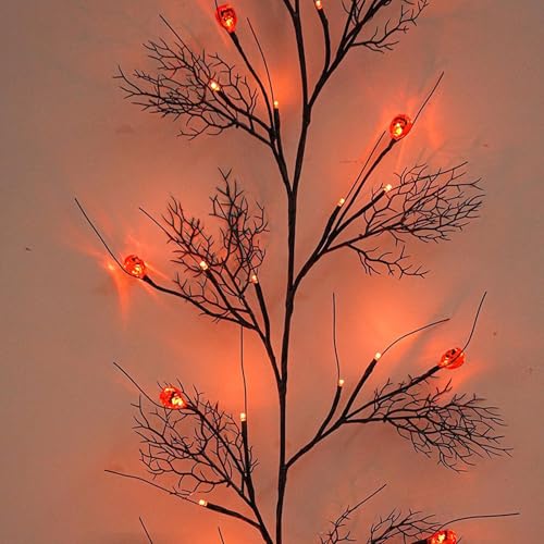 Couronne de porte d'Halloween pour la maison lumineuse sans fil