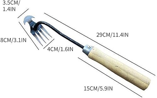 Miniatura 3 de Herramienta de deshierbe de artefacto para desarraigo, extractor de malezas forjado multifuncional de acero inoxidable, 4 dientes de doble propósito