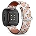 CJBROES Replacement Leather Watch Band, Compatible with Fitbit Versa 3 and Fitbit Sense of Wristband Bracelet Accessory - Seashells-Watercolor