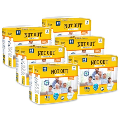 Image of Adult Tape Diapers - Overnight Protection with 3D Core, Odour Control & Up to 12-Hour Absorption | Large (40-60 Inches) | 60 Diapers | Pack of 6