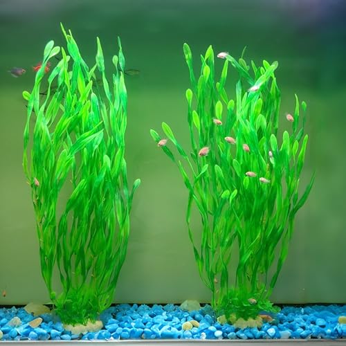 Image of 25.98 Inch Tall Aquarium Plants - 2 Pcs Fish Tank Plants Plastic, Large Lifelike Artificial Fish Tank Decorations, Durable & Safe for Freshwater /Saltwater Aquariums (Green (Style B))