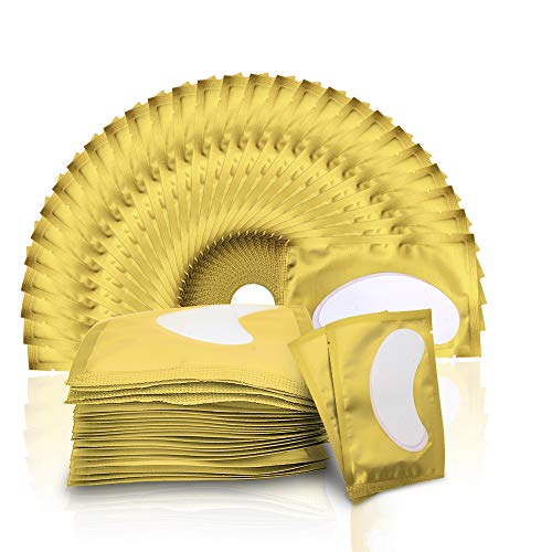 ZWELLBE Under Eye Gel Pads 100 Pairs Eyelash Extension Pads,Lint-Free DIY False Eyelash Patches Eye Gel Patches,Gel Pads for Eyelash Extensions,Gold