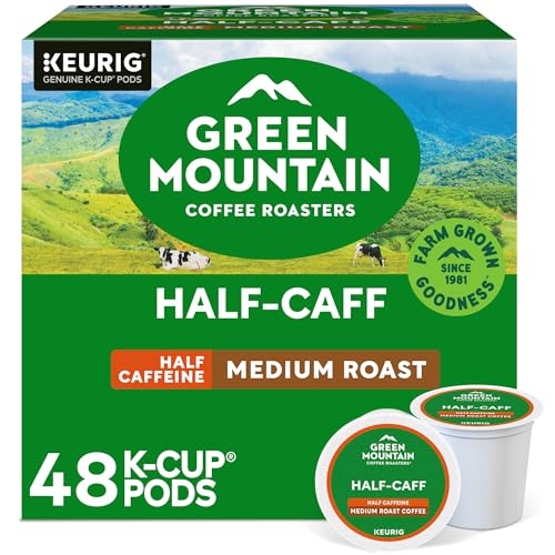Green Mountain Coffee Roasters Half Caff, Single-Serve Keurig K-Cup Pods, Medium Roast Coffee Pods...