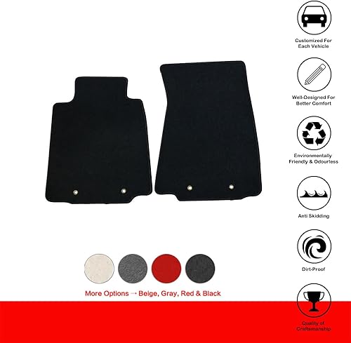 Miniatura 10 de IKON MOTORSPORTS, Tapete de suelo compatible con Nissan 370Z 2009-2020, ajuste de fábrica, de nailon gris, alfombrillas delanteras de automóvil, 2