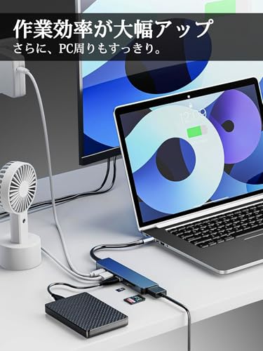 Type C USB ハブ 7-in-1 【 USB3.0 5Gbps高速転送 + 87W PD急速充電 +4K HDMI出力】 マルチポート Type C 変換アダプタ SD/TFカードリーダー搭載 MacBook Pro/Air/iPad Pro/Chromebook/Galaxy Sシリーズなど対応