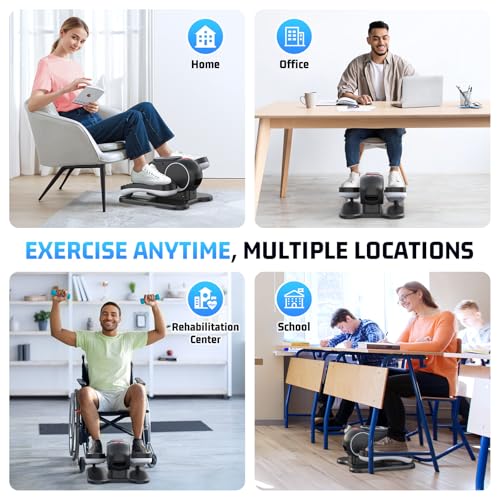 Image of ANCHEER Under Desk Elliptical, 24-in-1 (12 Auto & 12 Manual) Elliptical Machine with Wireless Remote&Dual-Direction, Quiet Compact Leg Exerciser for Home Office