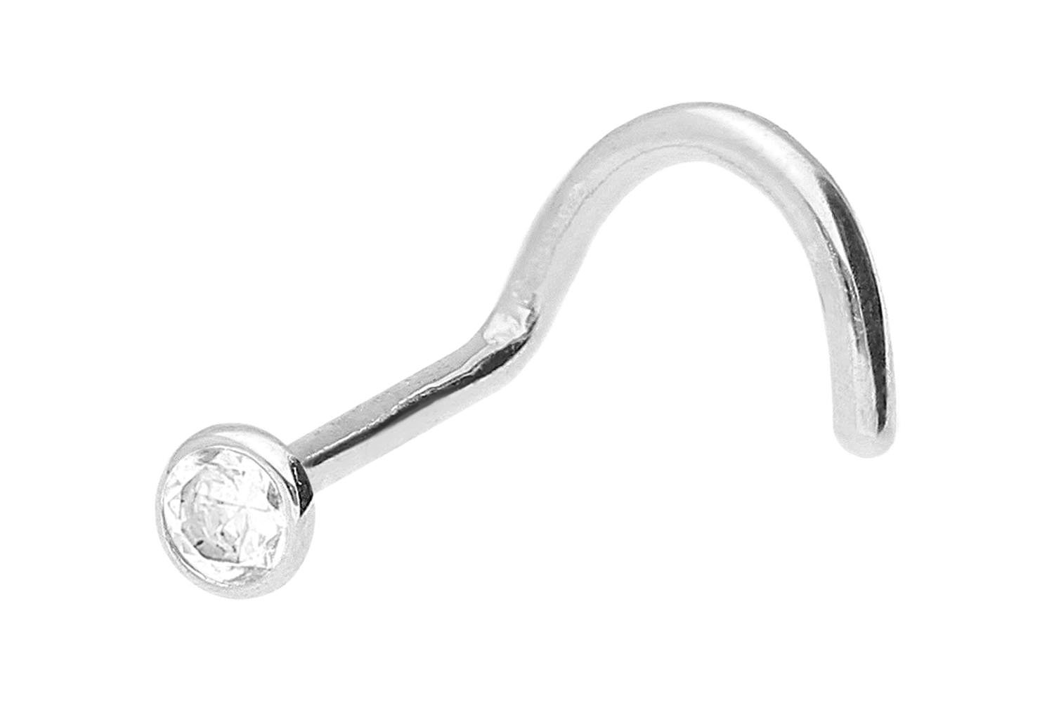 PIERCINGLINENose Piercing | Titanium | Flat Crystal Disc | Piercing Nose Stud Spiral | Sterilised