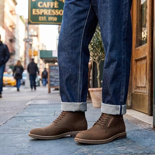 Image of Arkbird Men's Chukka Boots, Leather Ankle Dress Boot Casual Oxfords Lace Up Work Shoes