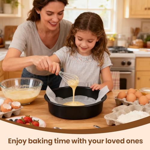 tutikuki 10 Inch Cake Pan Set of 2 - Nonstick Carbon Steel Round Cake Baking Pans with Parchment Paper, Dishwasher Safe, Durable for Large Layer Cakes, Birthday & Christmas Baking by tutikuki - Image 3