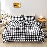 Oduo Juego de Ropa de Cama con Funda Nórdica Impresión a Minimalista Geometría Diseño Reversible Microfibra Cómodas Suaves Funda de Edredón y Funda de Almohada (Vichy Plaid,135x200cm-2pcs)