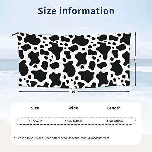 Bwwhccti Black And White Cow Printed Beach Towels Microfiber Quick Dry Absorbent Bath Towels Blanket For Swimming Pool Travel Picnic Camping Yoga Gym (63"X31.5", Black And White Cow) #TOP1