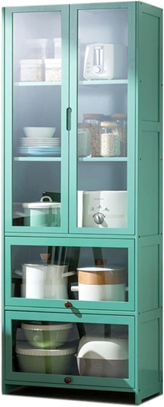 Sideboard Cabinet Home Floor Multi-Layer Sideboard Multi-Functional Storage Rack with Door Tableware Locker Bookshelf (Green) Sideboard Cabinet with Storage(Green-65x170x32cm)