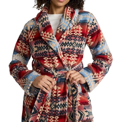 Pendleton Womens 100% Cotton Plush Terry Velour Robe with Adjustable Tie
