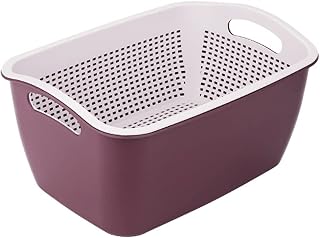 Draining rack Plastic Colander/filter Bowl Stackable Large Fruit and Vegetable Draining Basket Basin with Handle to Wash Broccoli Potato Grape Storage Basket Sink Strainer Basket(C,Small)