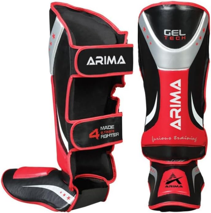 Martial Arts Shin Guards for Kickboxing, Muay Thai, MMA, and Sparring - Durable PU Leather with High-Density Padding - Adjustable Straps for Men, Women, Youth