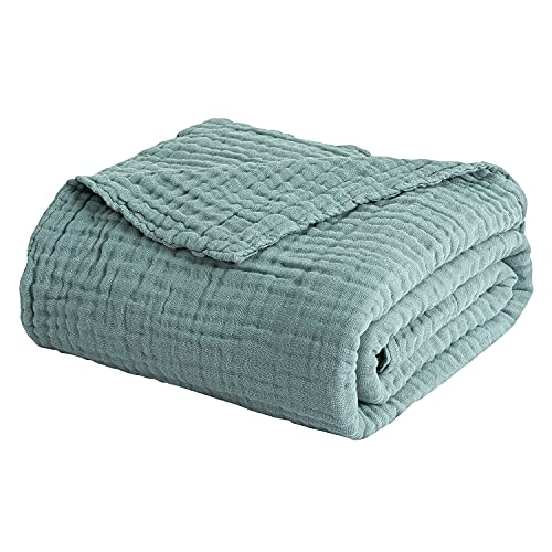 Emme Muslin Throw Blankets For Couch 6-Layer Breathable Gauze All Season Soft And Lightweight Pre-Washed Cotton Blanket (Teal, 55"X75") #TOP2
