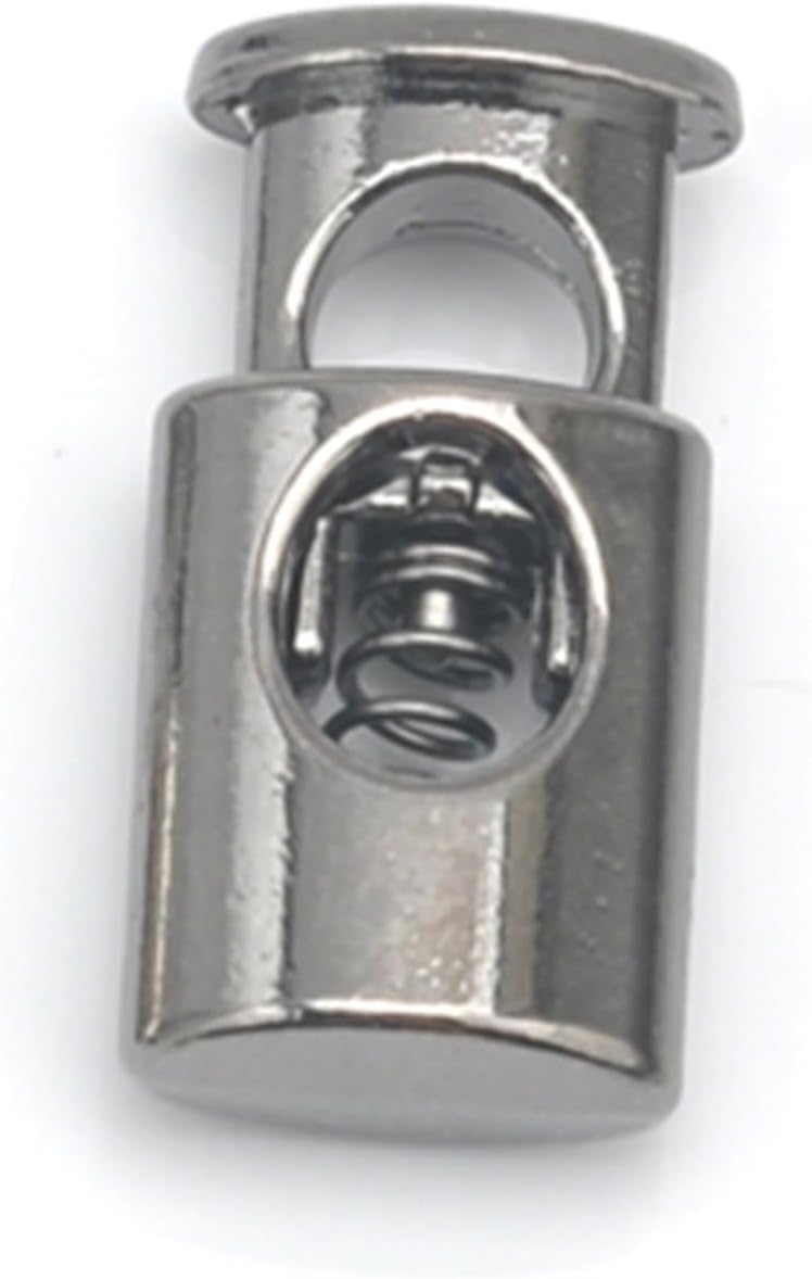 KeuLen Spring Cord Locks,30pcs/lot Oval Metal Alloy Stoppers Toggle Cord Locks Drawstring Lock 5mm One Hole Shiny Silver, Black (Color : Nickel, Size : 19 * 10mm)(Mixed Colors)