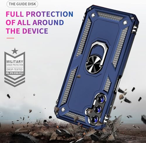 Image of for Samsung Galaxy S24 FE Case with Screen Protector, Military Grade Rugged Shockproof Galaxy S24 FE 5G Heavy Duty Protective Cover for Samsung S24 FE Magnetic Ring Kickstand Phone Case (Blue)