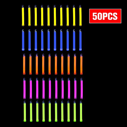 Novelinks 50 Pcs 6'' Premium Glow Sticks Bulk - Glow Necklaces Bulk Light Up Necklaces Bulk Glow In The Dark Necklaces #TOP1