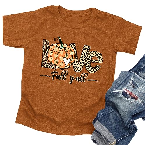 Toddler Fall Shirt for Girls Boys Halloween Shirts Pumpkin Graphic Clothes Kids Thanksgiving Short Sleeve Tee Tops