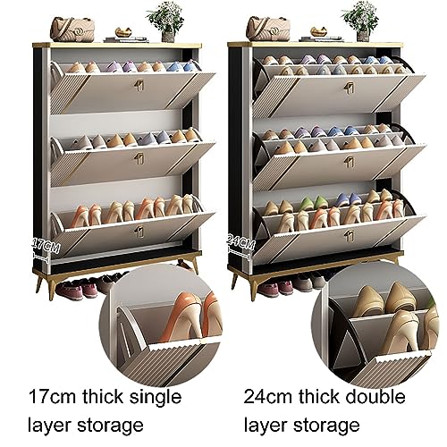 Meuble de rangement à chaussures basculant autoportant à triple compartiment - 7