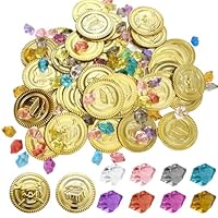 wutdgeg 160 Stück Piraten goldmünzen， goldmünzen,Piraten münzen，Edelsteine für Kinder | Für Schatzsuchen, Party-Tüten, Souvenirs, Schatzkisten, Piratenspielzeug und Geburtstagsfeiern